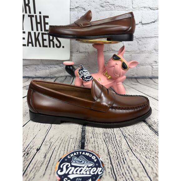 GH Bass Weejuns Penny Loafers Mens 11.5 Leavitt Flat Strap Brown Leather NEW - Picture 1 of 9